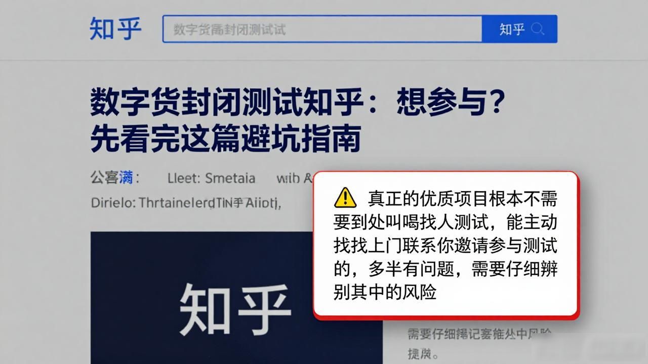 数字货币封闭测试知乎:想参与?先看完这篇避坑指南