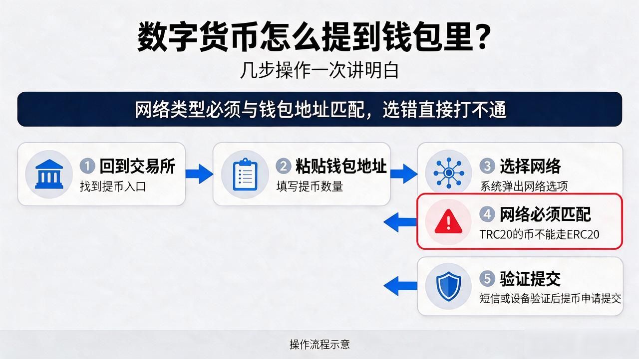 数字货币怎么提到钱包里?几步操作一次讲明白