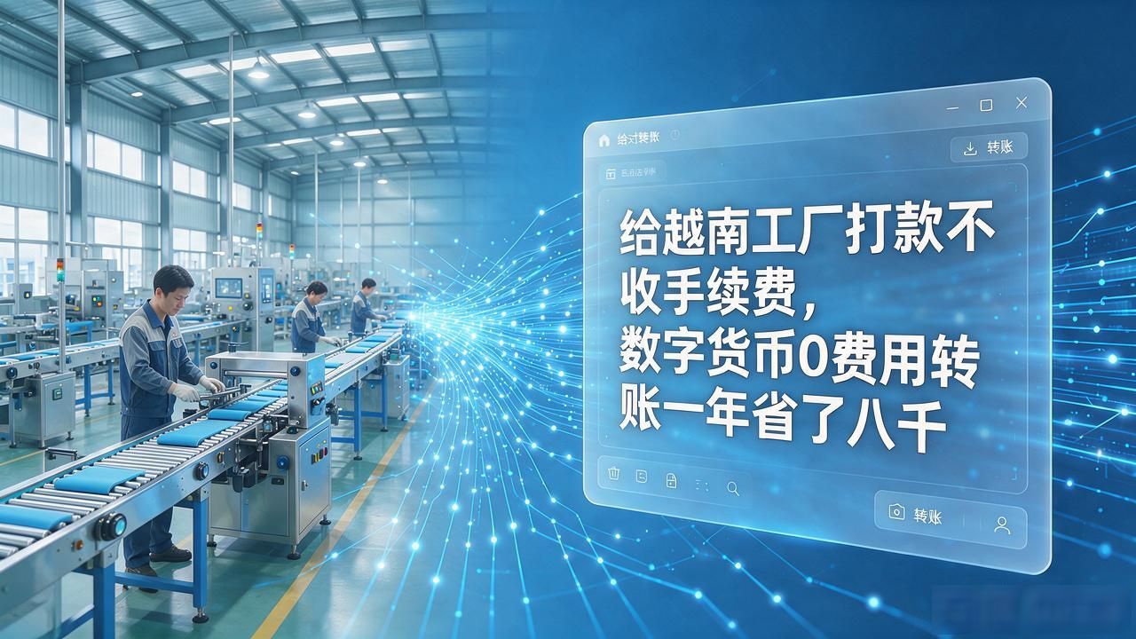 给越南工厂打款不收手续费,数字货币0费用转账一年省了八千